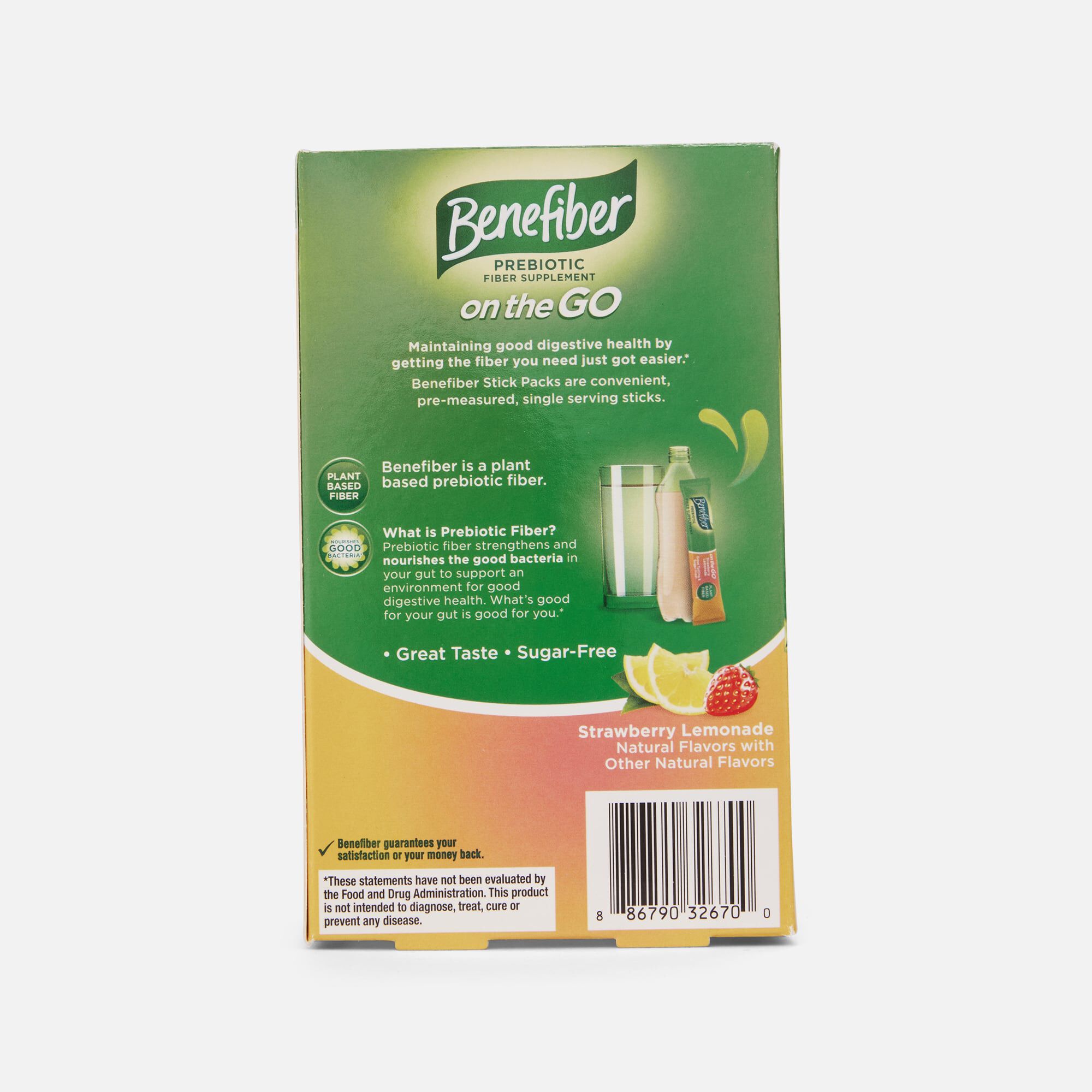 Benefiber On The Go Prebiotic Daily Fiber Supplement Powder Sticks, Strawberry Lemonade, 24 ct., , large