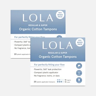 LOLA Assorted Regular & Super Tampons, 20 ct. (2-Pack)