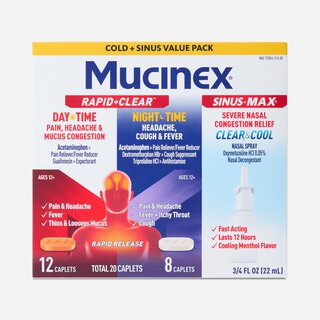 Mucinex® Rapid+Clear™ Day & Night Cold and Flu Medicine + Sinus-Max® Clear & Cool Nasal Spray, Combo Pack