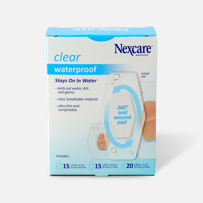 Nexcare Waterproof Clear Bandage, Assorted Sizes, 50 ct., , large