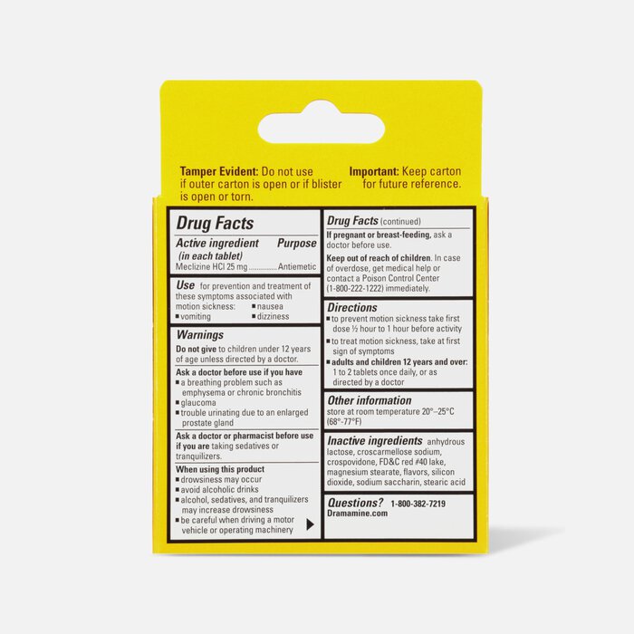 Dramamine Motion Sickness Relief All Day Chewable Tablets, Raspberry Cream, 12 ct., , large