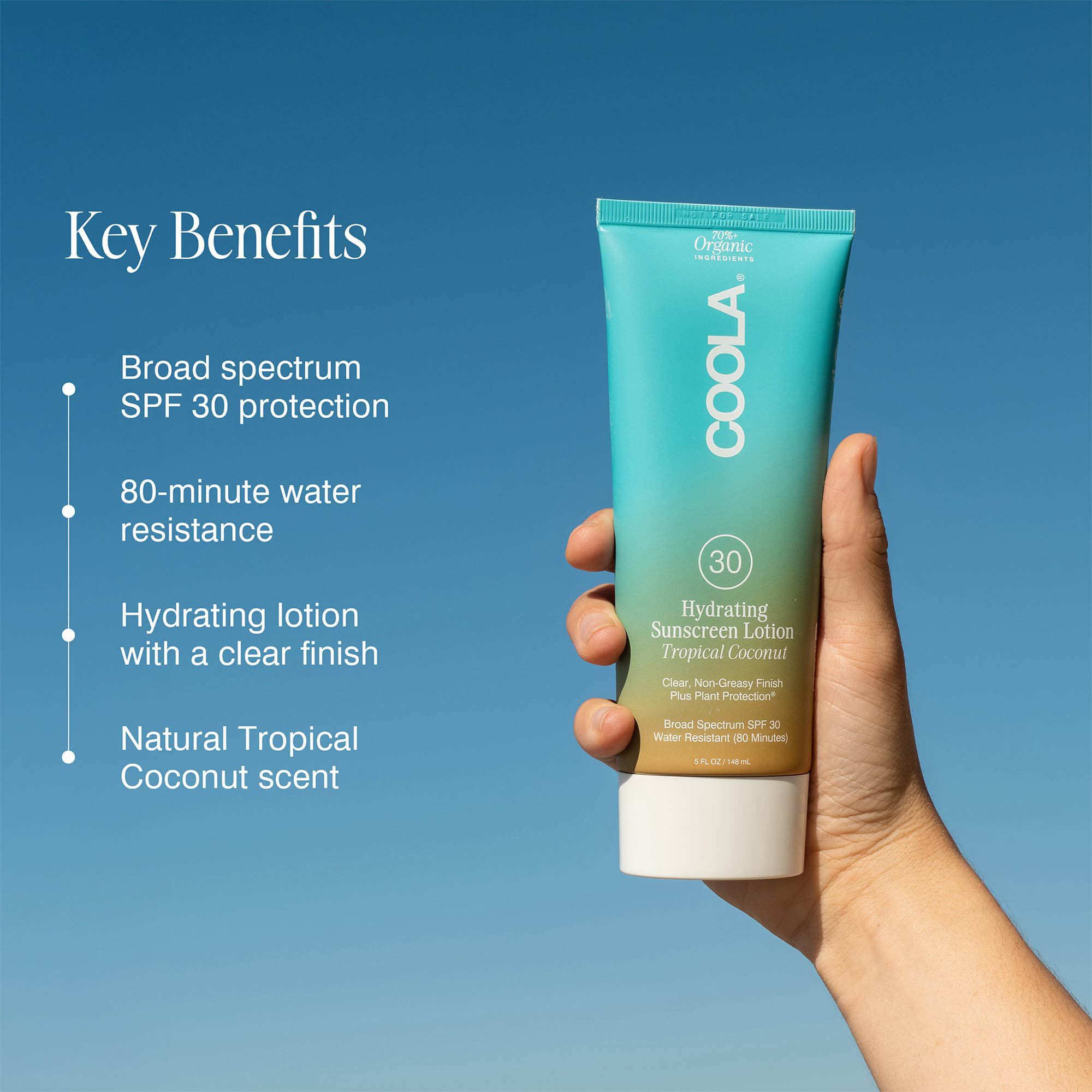 COOLA Classic Body Organic Sunscreen Lotion SPF 30 Tropical Coconut, 5 oz., , large