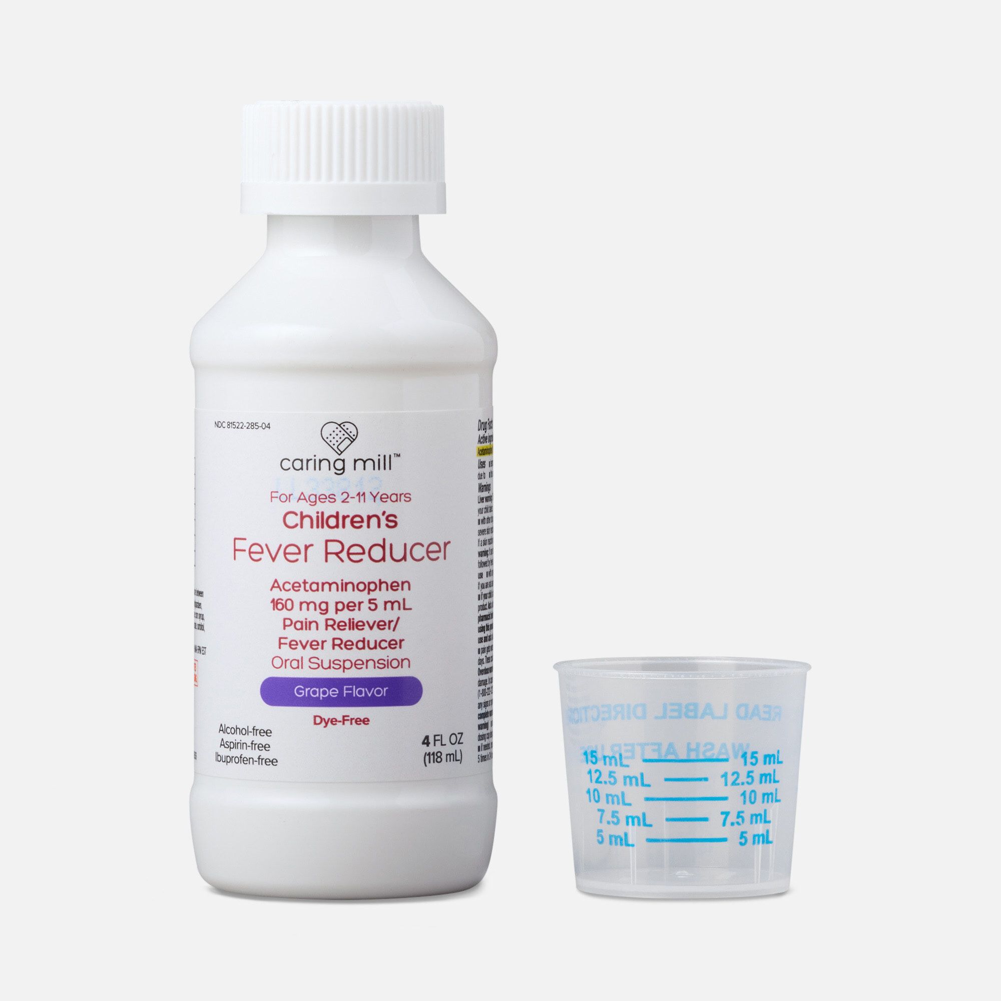 Caring Mill™ Children’s Acetaminophen Pain Reliever/Fever Reducer Liquid, Grape, 4 fl oz., , large