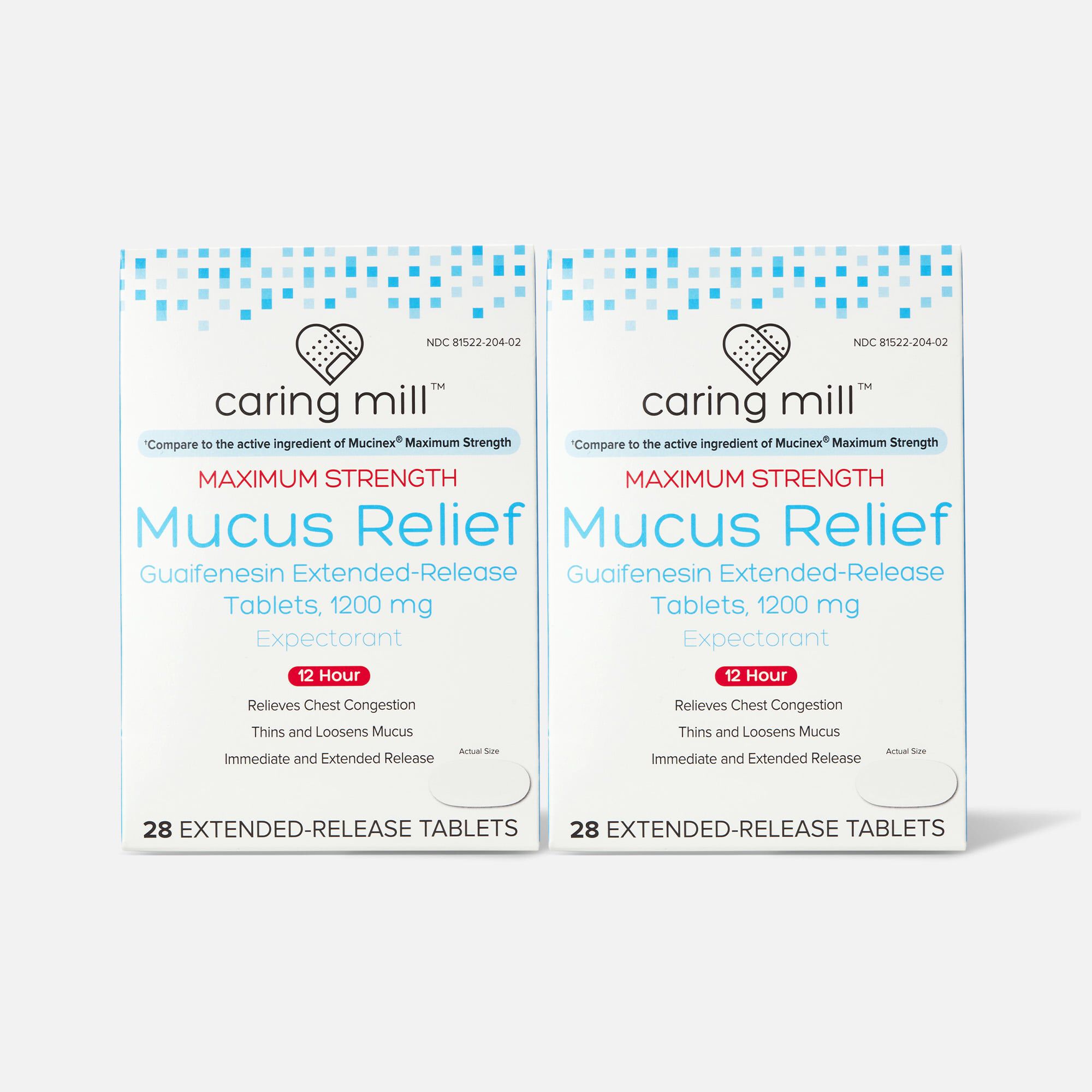 Caring Mill™ Mucus-ER Max Guaifenesin Extended-Release Bi-Layer Tablets, 28 ct. (2-Pack), , large