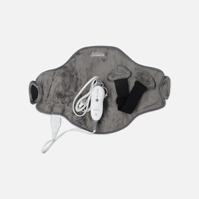 Sunbeam Heated Back Wrap, Gray, 4 Heat Settings, , large