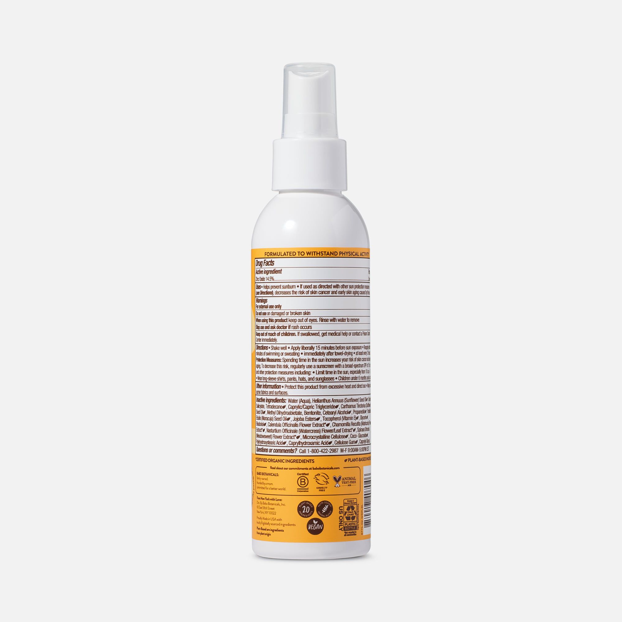 Babo Botanicals Swim & Sport Mineral Sunscreen Spray, SPF 30, 6 fl oz., , large