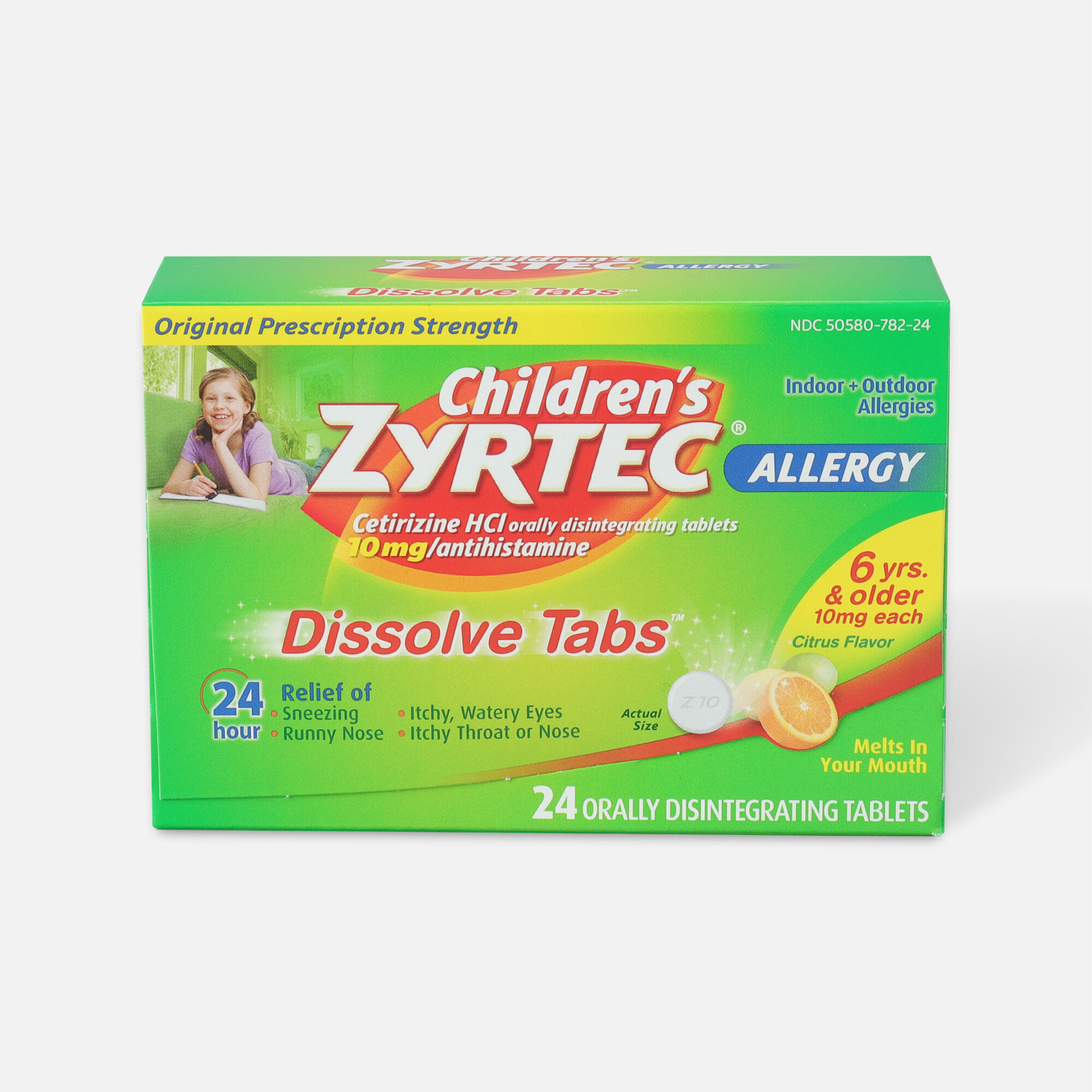 Children's Zyrtec 10 mg Dissolve Tabs, Citrus Flavor, 24 ct.