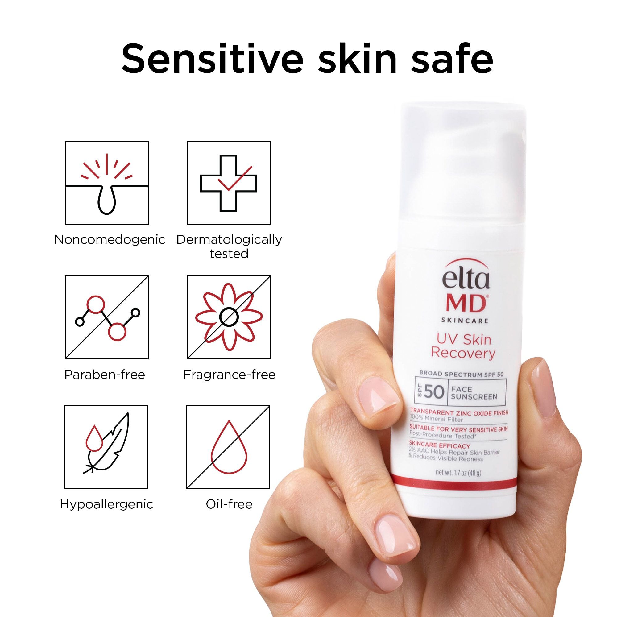 EltaMD UV Skin Recovery Broad Spectrum SPF 50 Face Sunscreen, , large