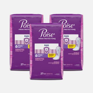 Poise Incontinence Pads, Ultimate Absorbency, Long, 27 ct. (3-Pack)