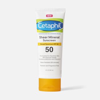 Cetaphil Sun Sheer Mineral Sunscreen Lotion for Face and Body, SPF 50, 3 oz.