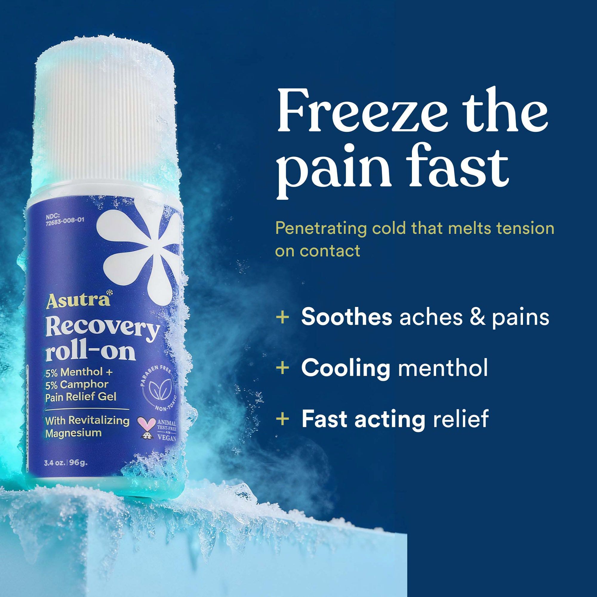 Asutra Recovery Roll On with Menthol, Camphor, and Magnesium, 3.4 oz., , large