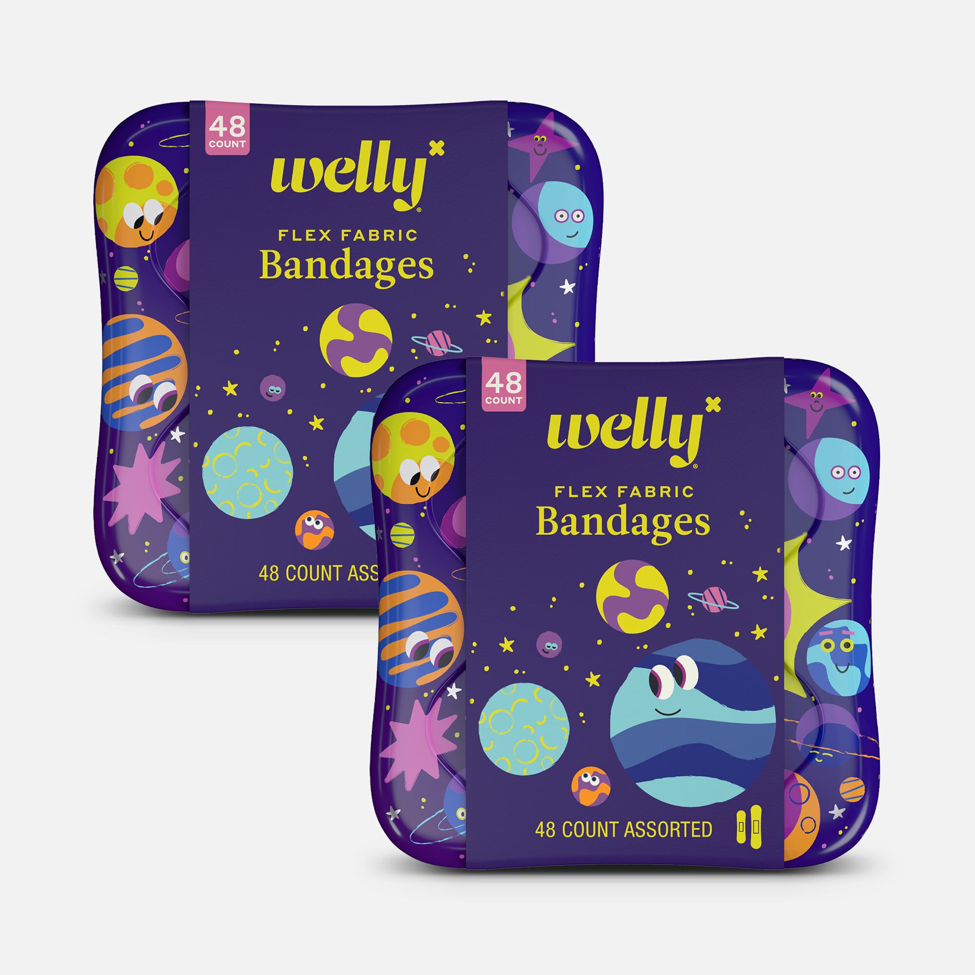 Welly Bravery Badges Planet Pals Assorted Flex Fabric Bandages, 48 ct. (2-Pack), , large