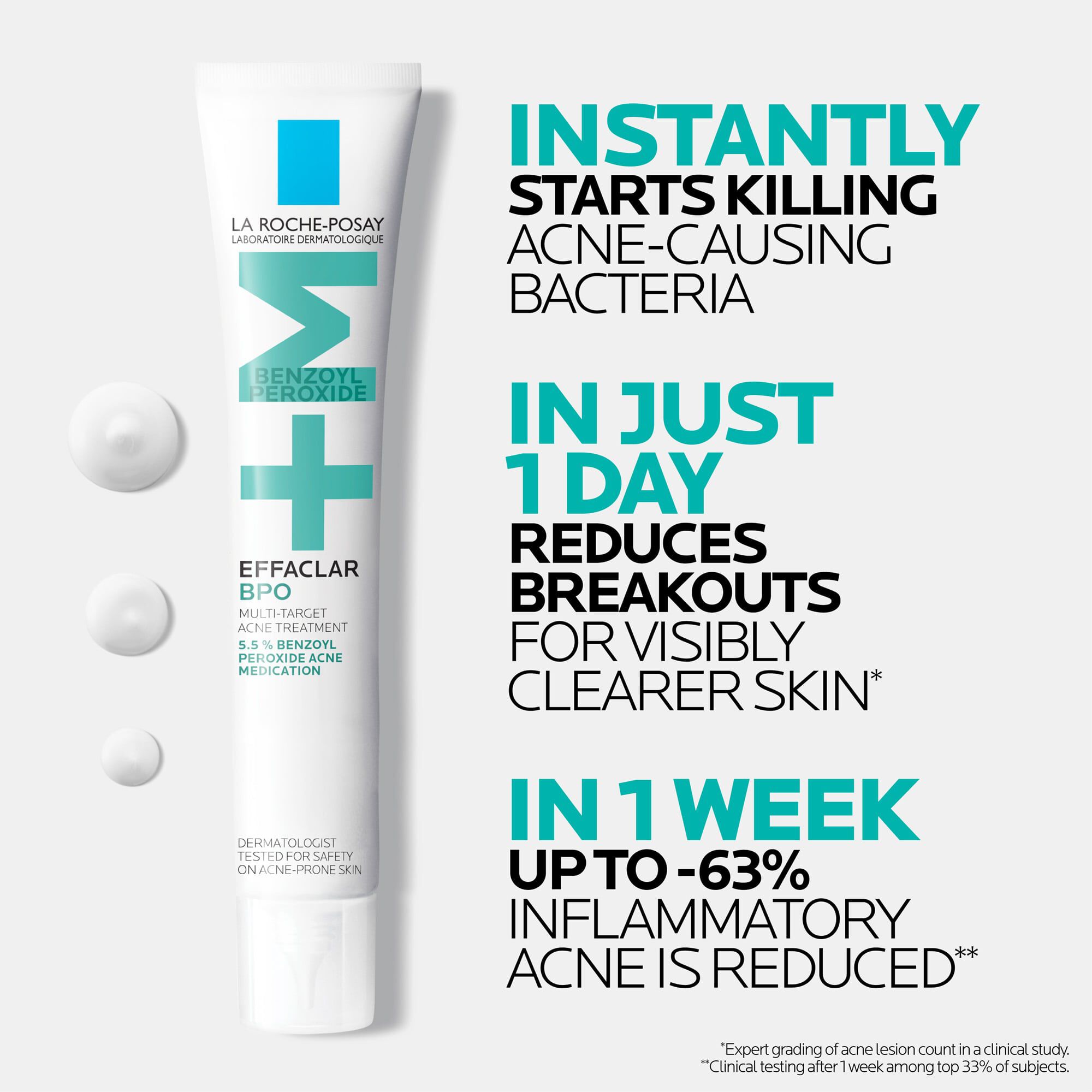 La Roche-Posay Effaclar BPO Multi-Target Acne Treatment, 0.67 fl. oz., , large
