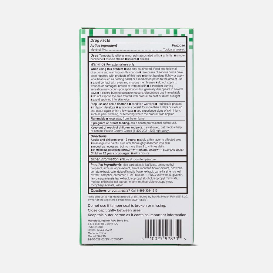 Caring Mill&trade; Menthol Pain Relief Roll-On Gel, 2.5 fl oz., , large image number 1
