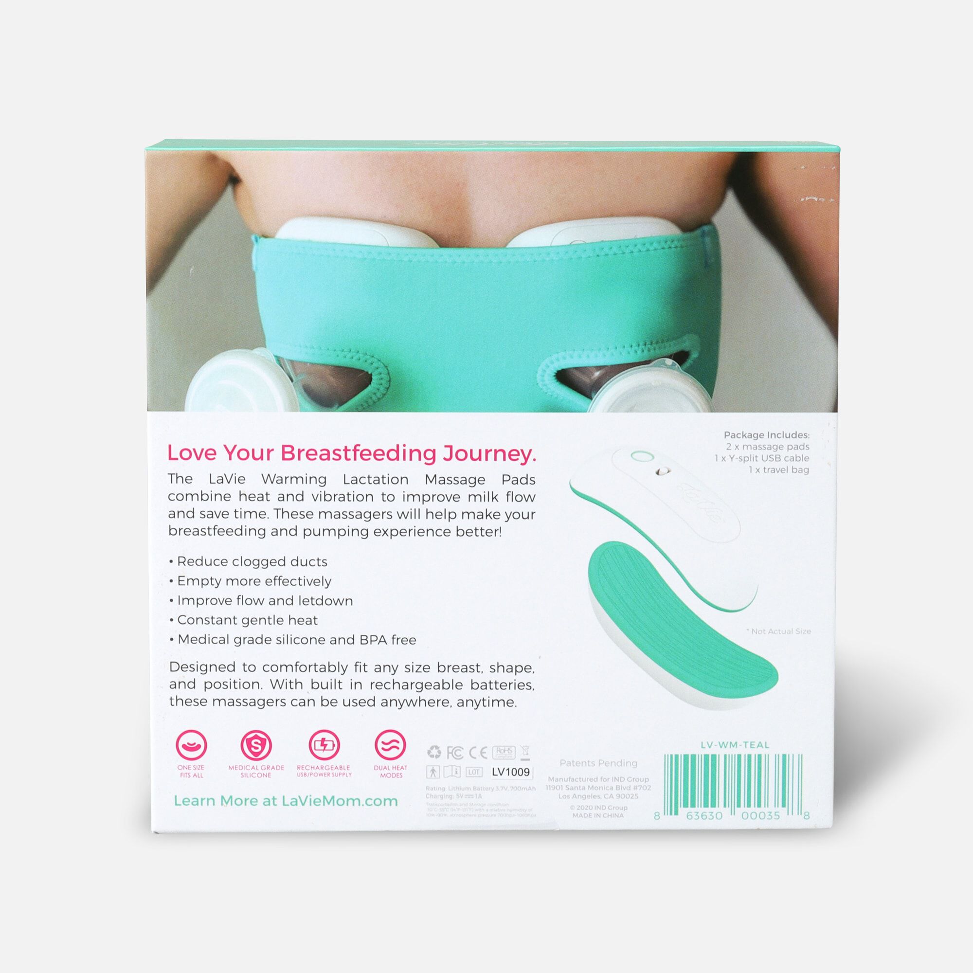 LaVie Warming Lactation Massage Pads, Teal, , large