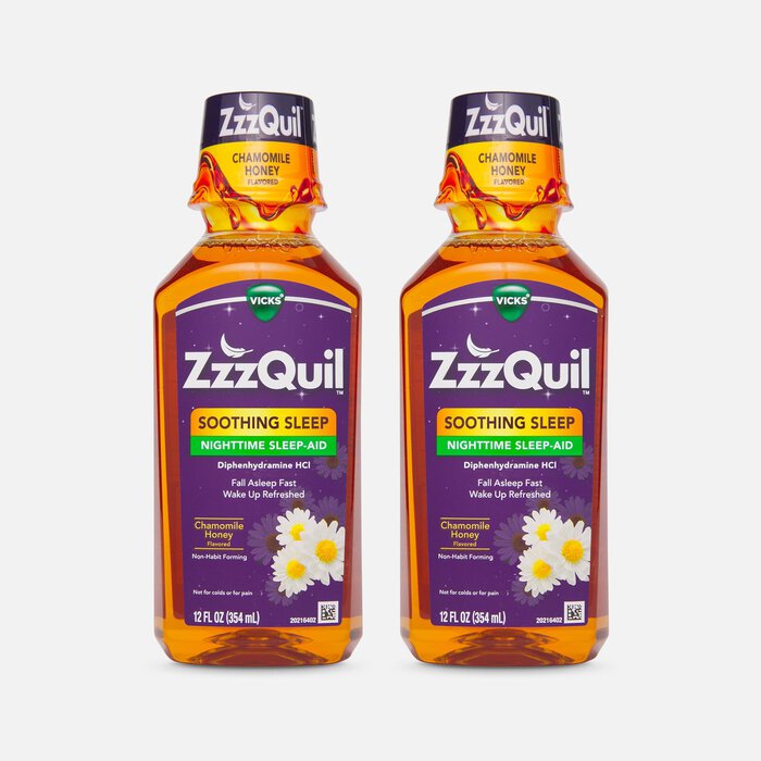 Vicks ZzzQuil Soothing Sleep Nighttime Sleep-Aid Liquid, Chamomile Honey, 12 fl oz. (2-Pack), , large