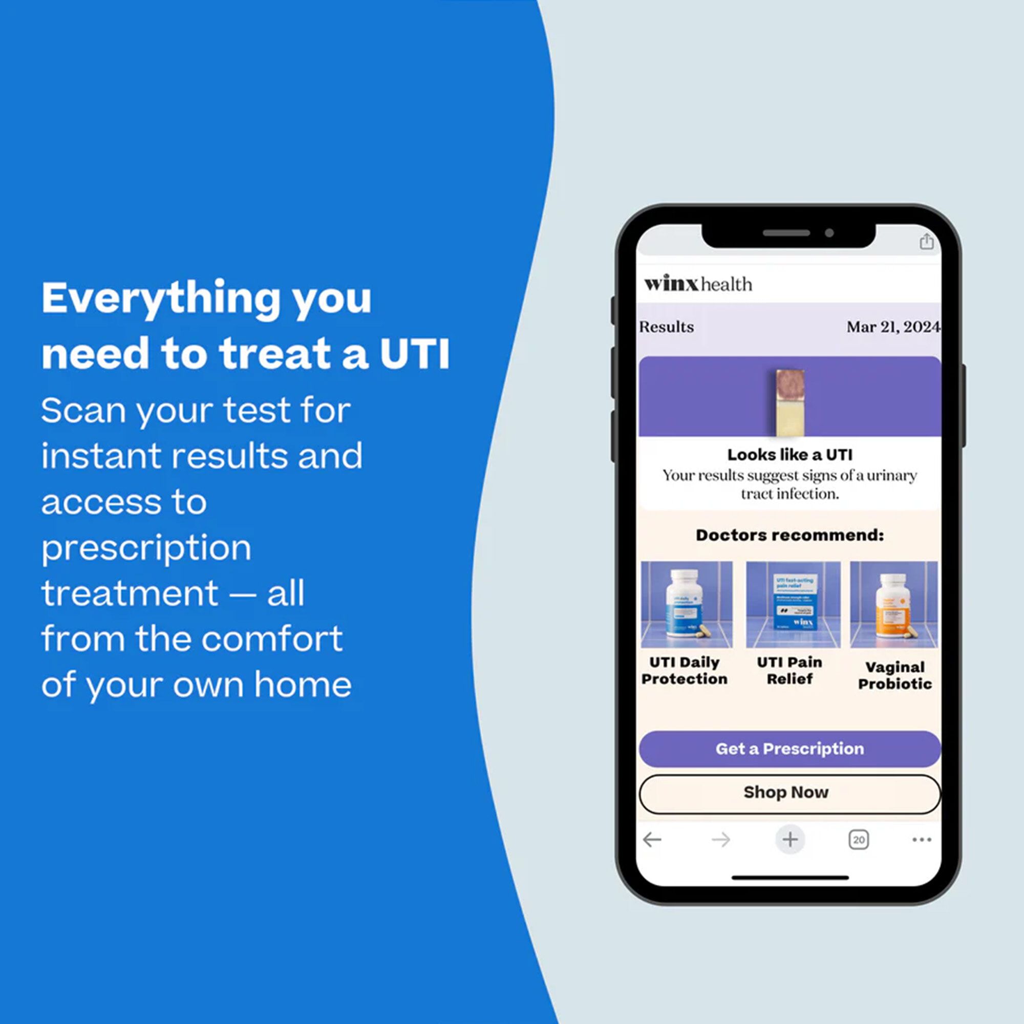 Winx Health UTI Test + Treatment, 3 ct., , large