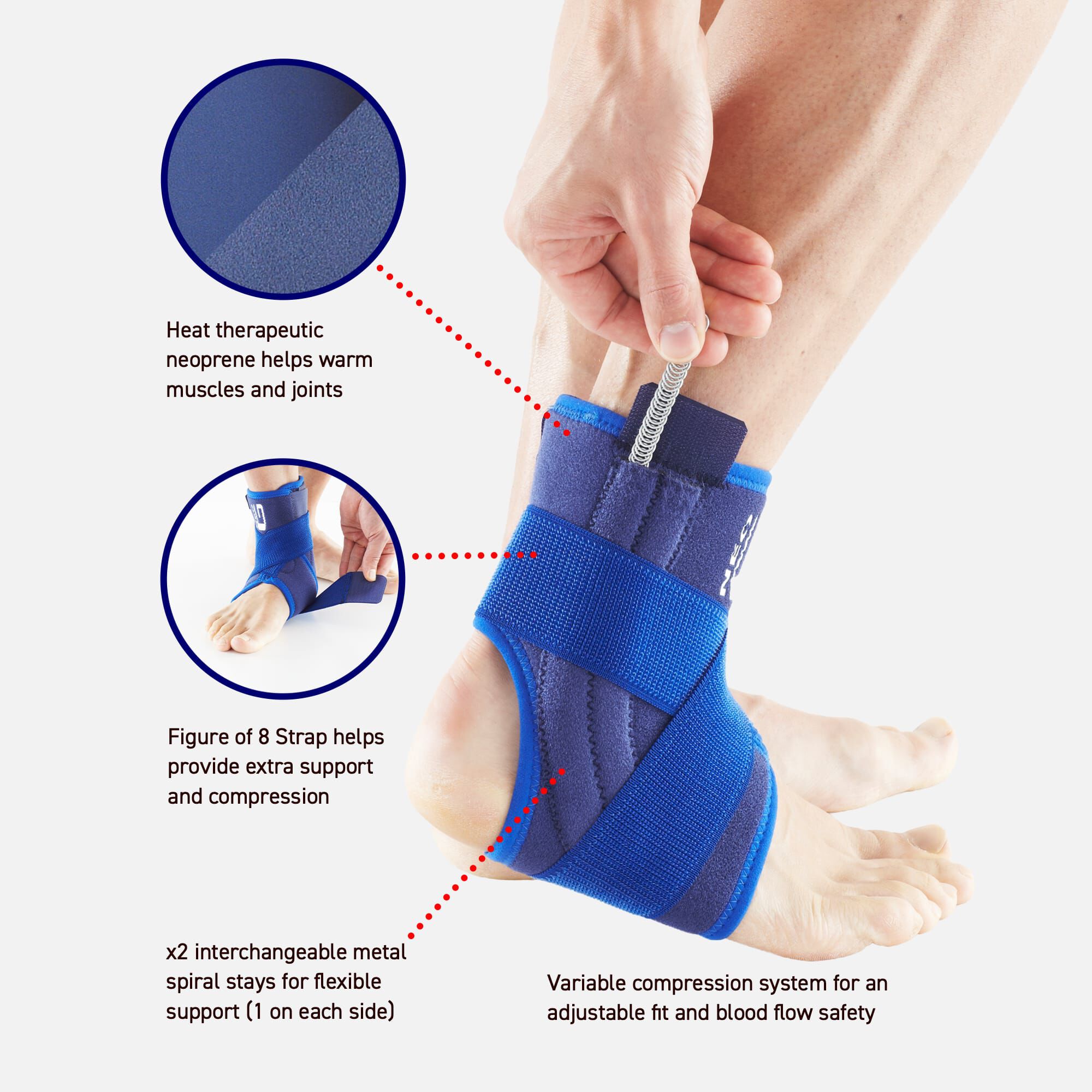 Neo G Stabilized Ankle Support with Figure of 8 Strap, One Size, , large