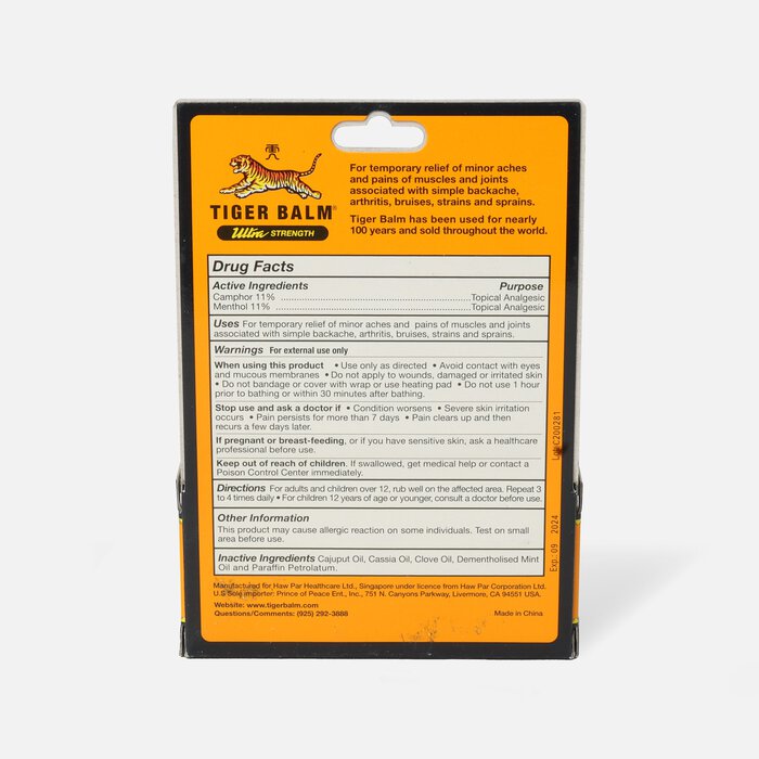 Tiger Balm Ultra Strength Ointment, 18g, .63 oz., , large