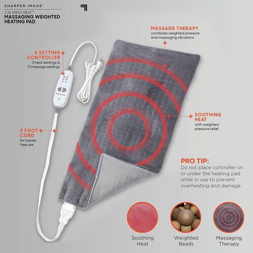 Sharper Image® Calming Heat Massaging Weighted Heating Pad, 12” x 24”, 4 lbs, , large