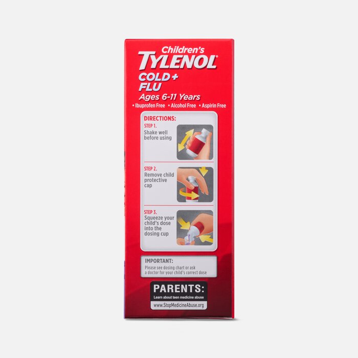 Children's Tylenol Cold + Flu, Grape Flavor, 4 fl oz., , large