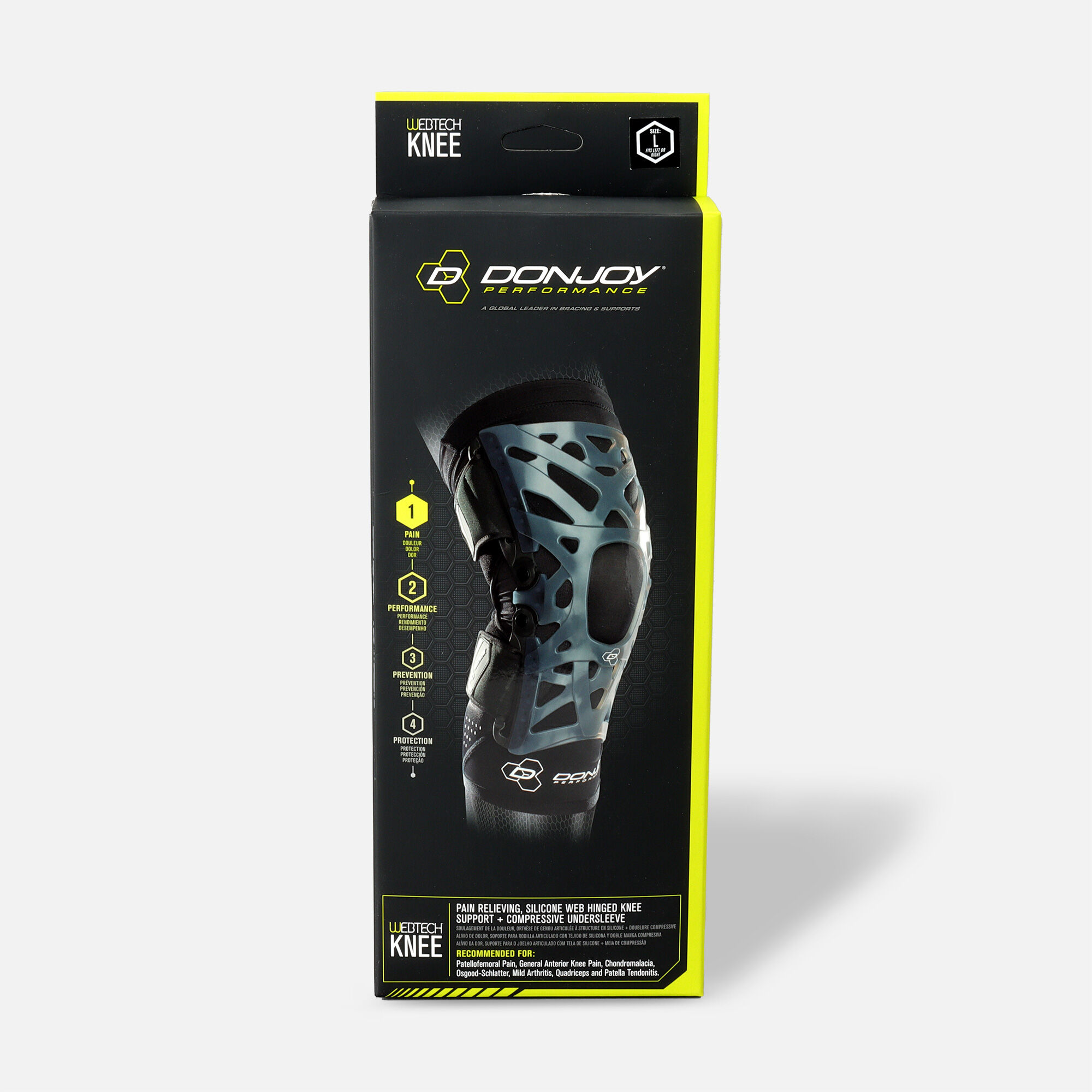 DonJoy Performance Webtech Knee Brace, Black, , large