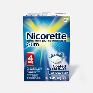 Nicorette Nicotine Gum, White Ice Mint, 4mg, 100 ct.