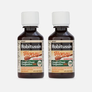 Robitussin Honey Maximum Strength Cough & Chest Congestion DM, 4 fl oz. (2-Pack)