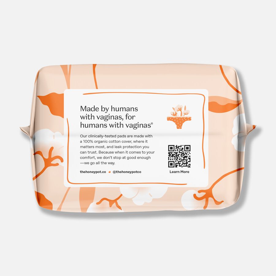 The Honey Pot 100% Organic Top Sheet Regular Non Herbal Menstrual Pads, 20 ct., , large image number 2