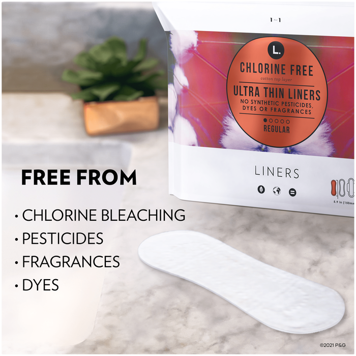 L. Chlorine Free Ultra Thin Liners Regular Absorbency, Organic Cotton, 100 ct., , large