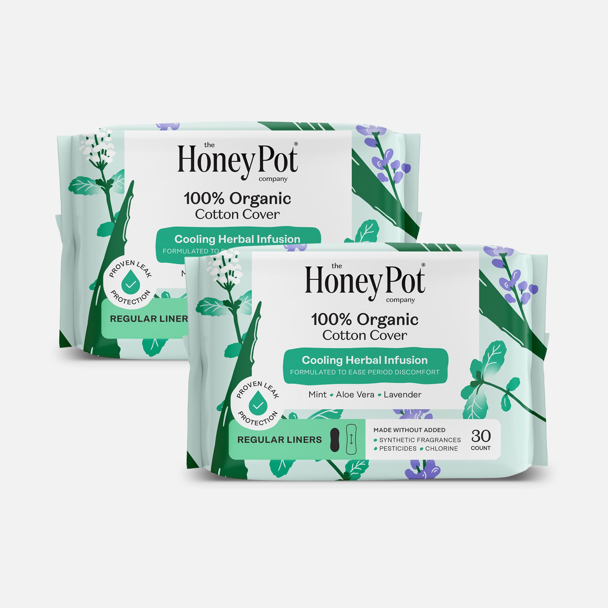 The Honey Pot 100% Organic Top Sheet Everyday Herbal Pantiliners, 30 ct. (2-Pack), , large
