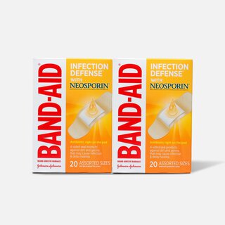 BAND-AID® Bandages with Neosporin Antibiotic Ointment, Assorted Sizes, 20 ct. (2-Pack)