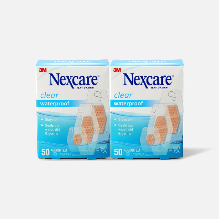 Nexcare Waterproof Clear Bandage, Assorted Sizes, 50 ct. (2-Pack), , large
