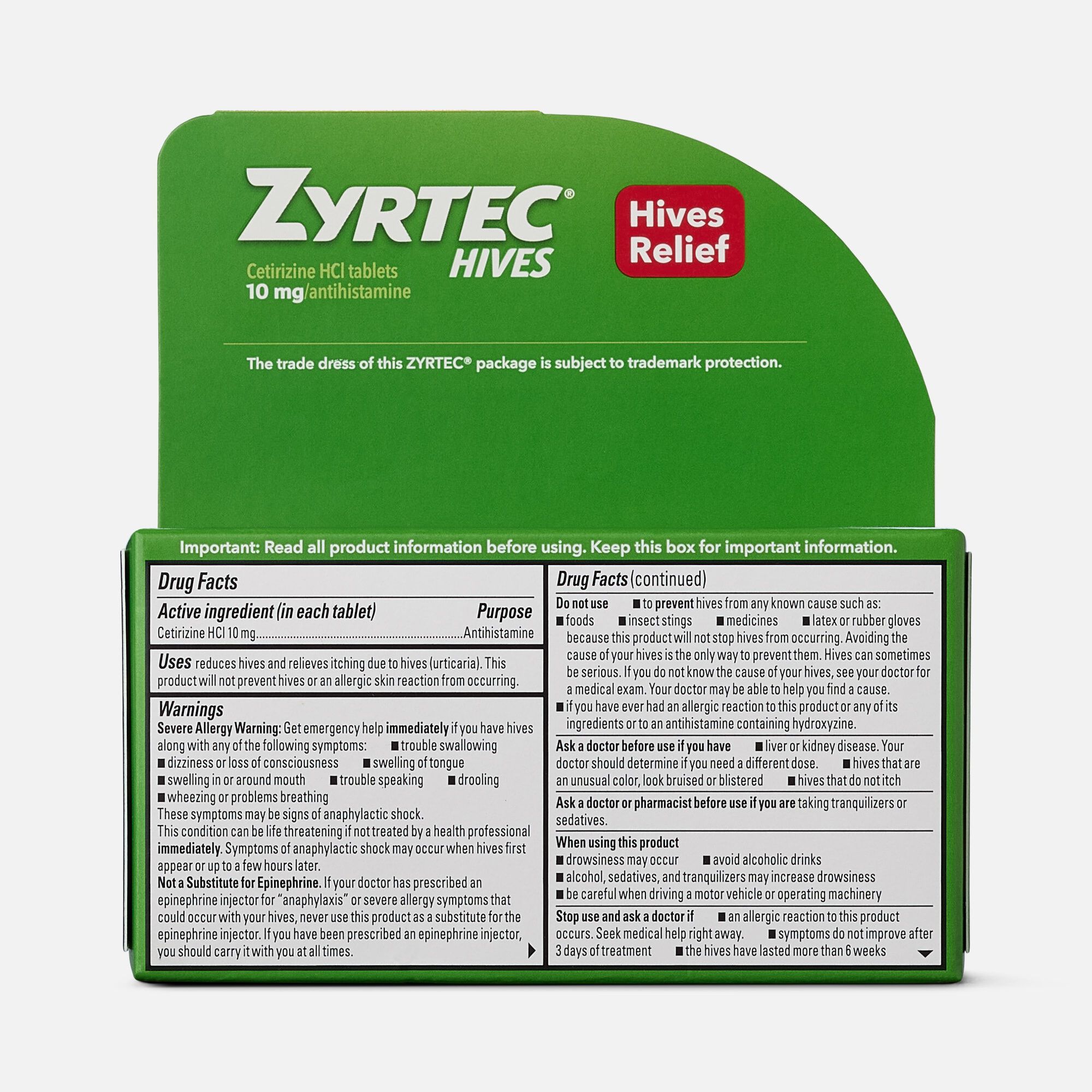 Zyrtec Hives Itch Relief 10 MG Tablets, 30 ct., , large