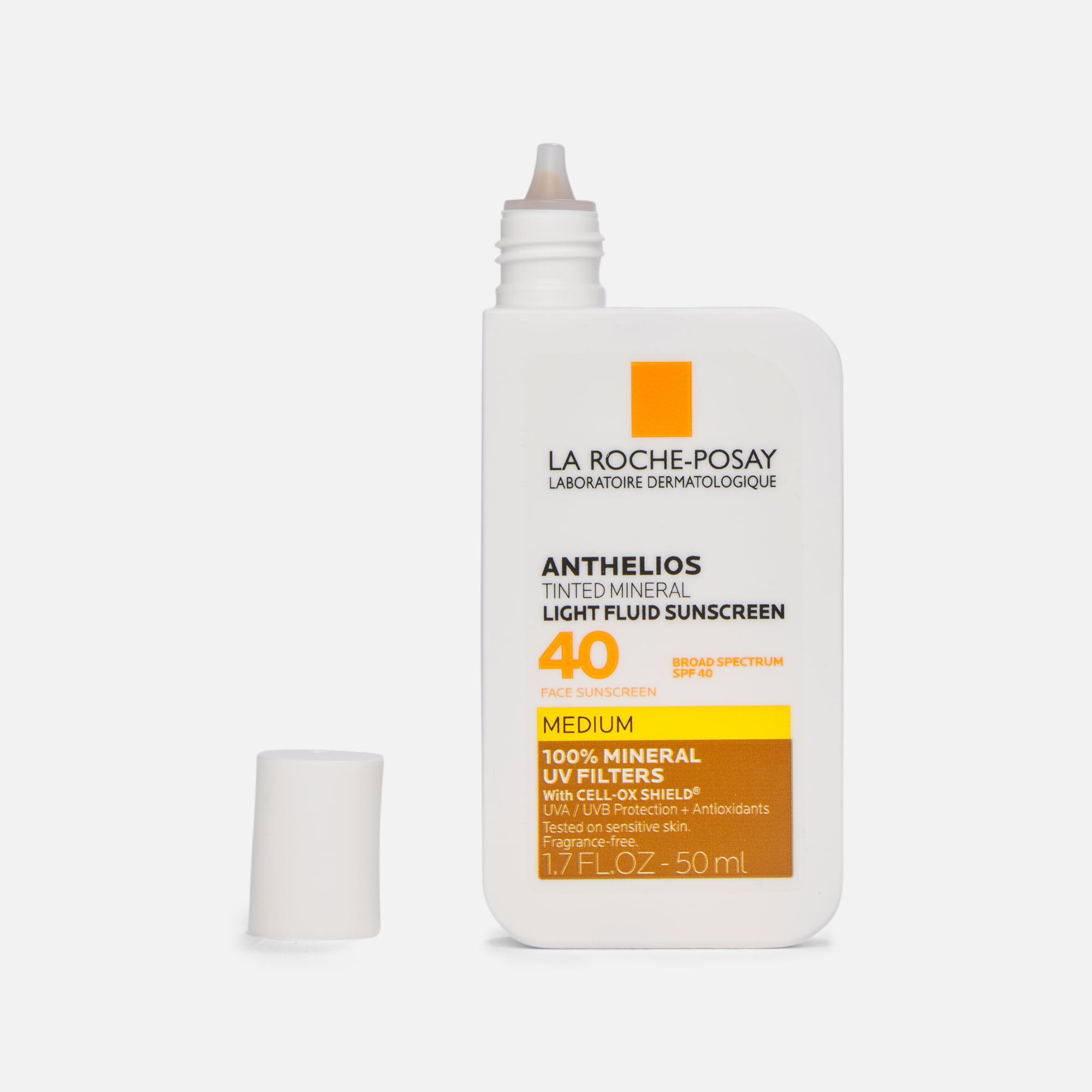 La Roche-Posay Anthelios Mineral Tinted Light Fluid Face Sunscreen, SPF 40, 1.7 fl oz., Medium, large