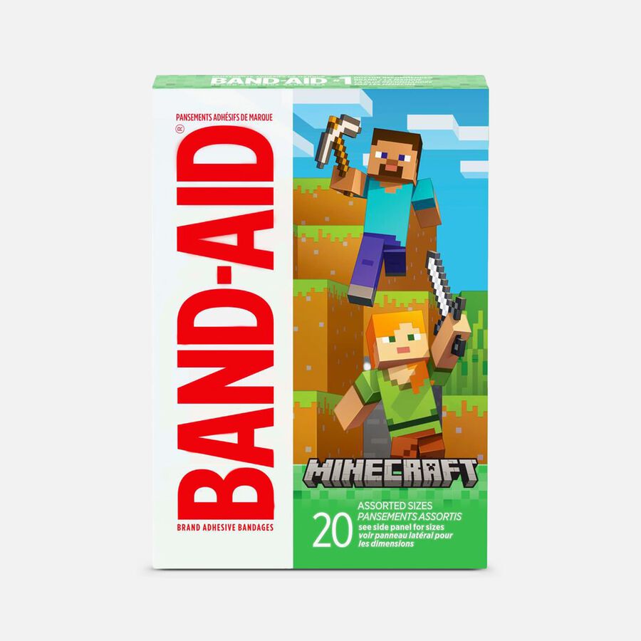 Band-Aid Adhesive Bandages, Minecraft, Assorted Sizes, 20 ct., , large image number 0
