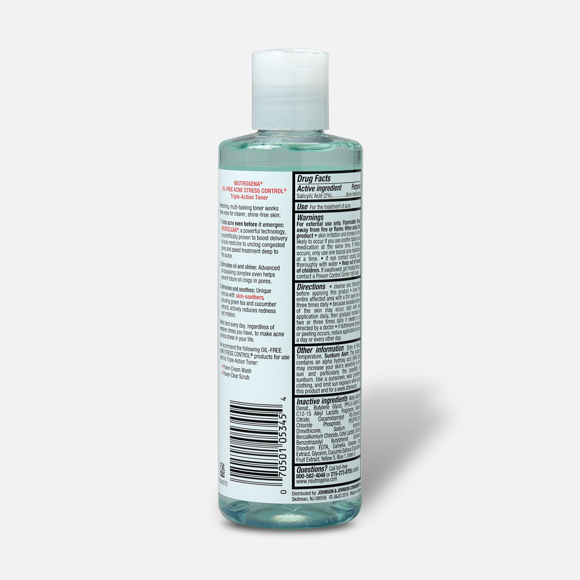 Neutrogena Oil-Free Acne Stress Control Triple-Action Toner, 8 oz., , large
