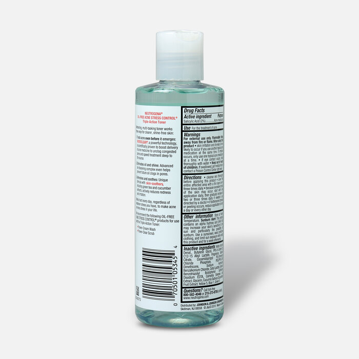 Neutrogena Oil-Free Acne Stress Control Triple-Action Toner, 8 oz., , large