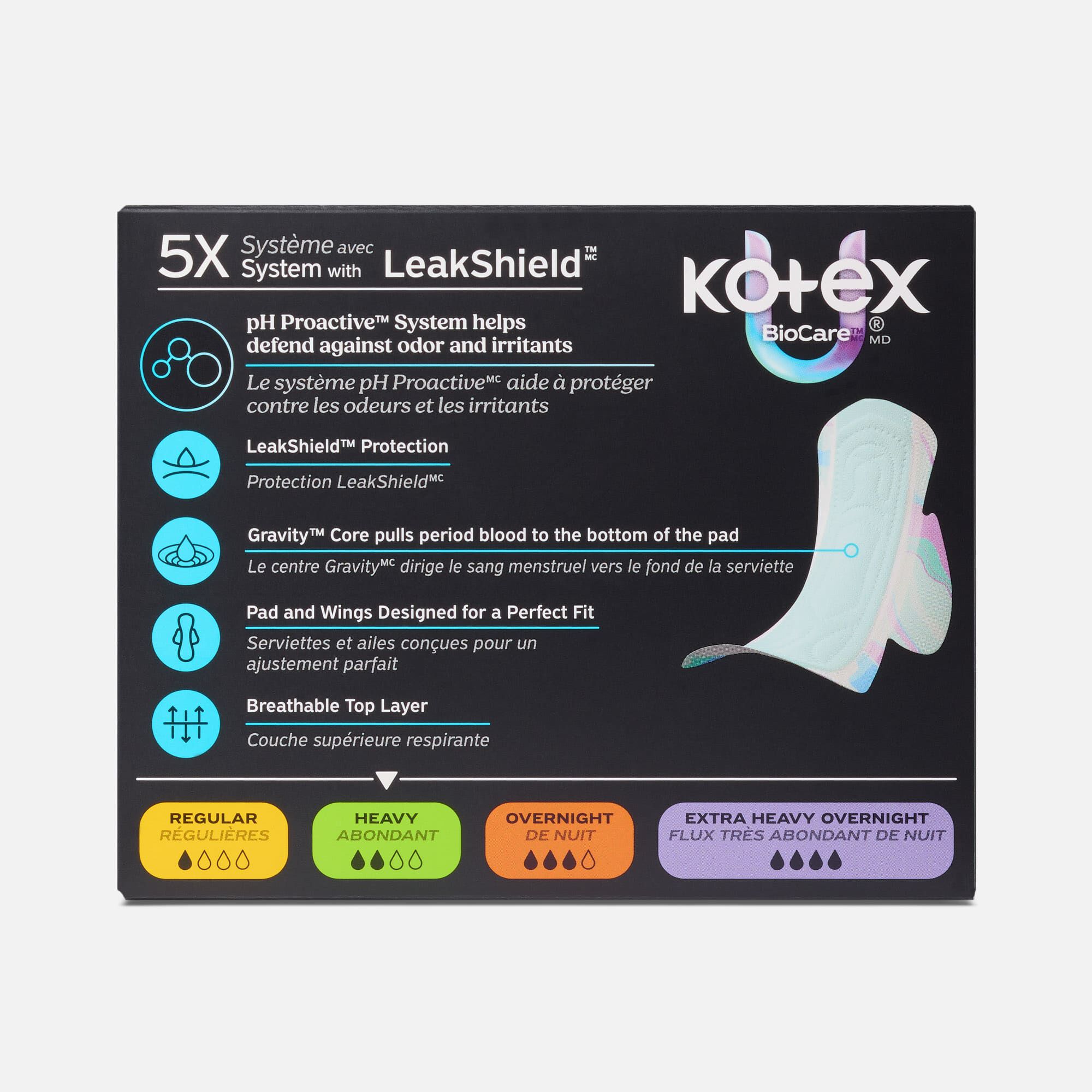 Kotex® BioCare™ Ultra Thin Pads with Wings, Heavy Absorbency, 12 ct., , large