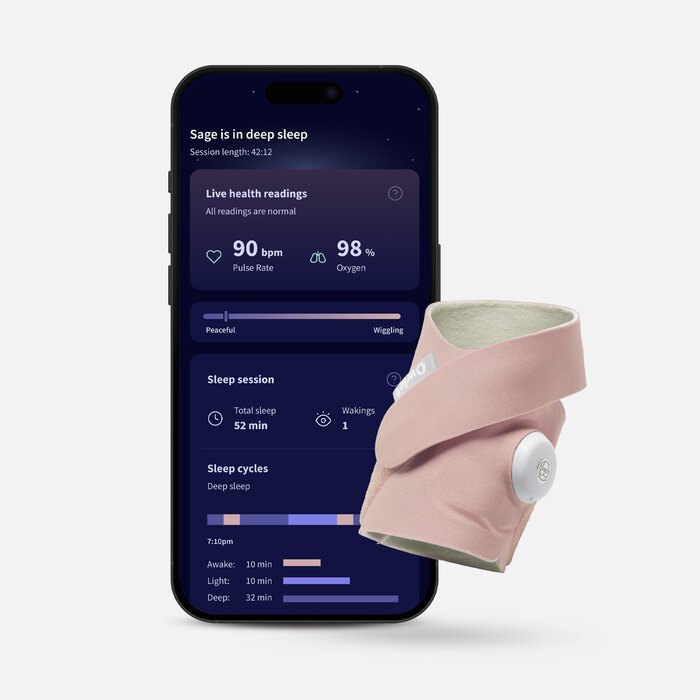 Owlet Dream Sock FDA-Cleared Smart Baby Monitor, Dusty Rose, Dusty Rose, large