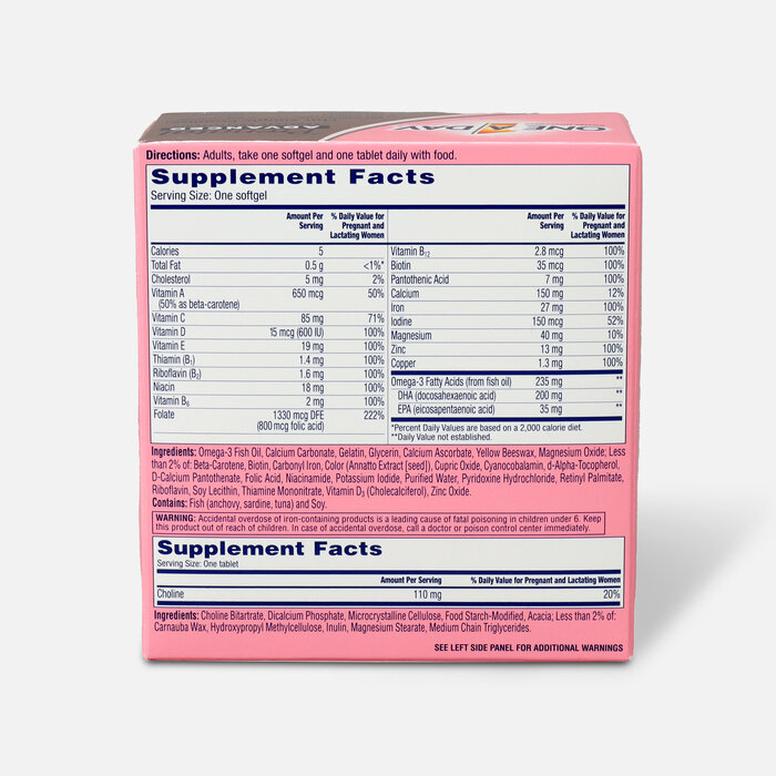 One A Day Prenatal Advanced Complete Multivitamins, 60+60 ct., , large
