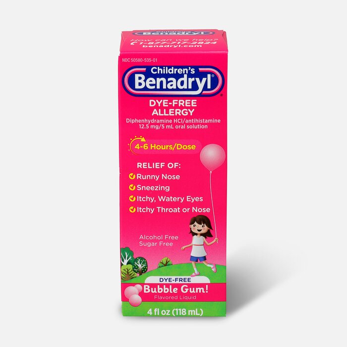 Children's Benadryl Oral Solution, Bubble Gum Flavored, 4 fl oz., , large