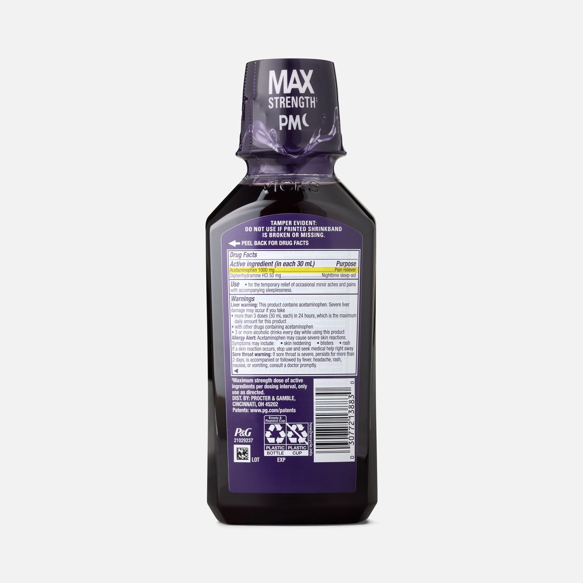 Vicks PainQuil PM Pain Relief + Sleep Aid Liquid, Midnight Cherry, 12 oz., , large