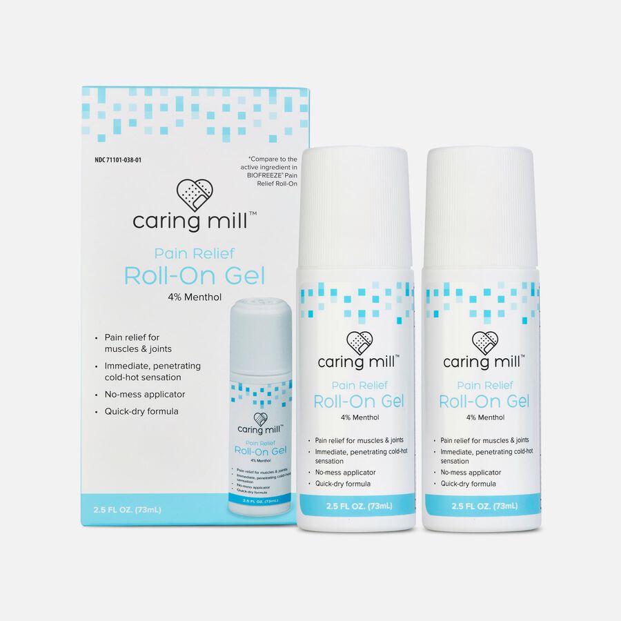 Caring Mill™ Menthol Pain Relief Roll-On Gel, 2.5 fl oz. (2-Pack), , large image number 0
