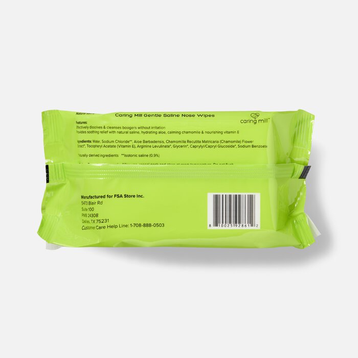 Caring Mill™ Gentle Saline Nose Wipes, Unscented, 30 ct. (2 pack), , large