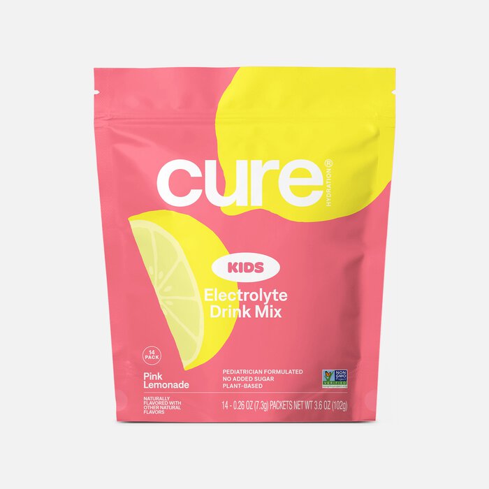 Cure Kids Hydrating Electrolyte Drink Mix Pouches, Pink Lemonade, 14 servings, , large