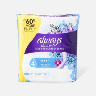 Always Discreet Moderate Incontinence Pads, 108 ct.