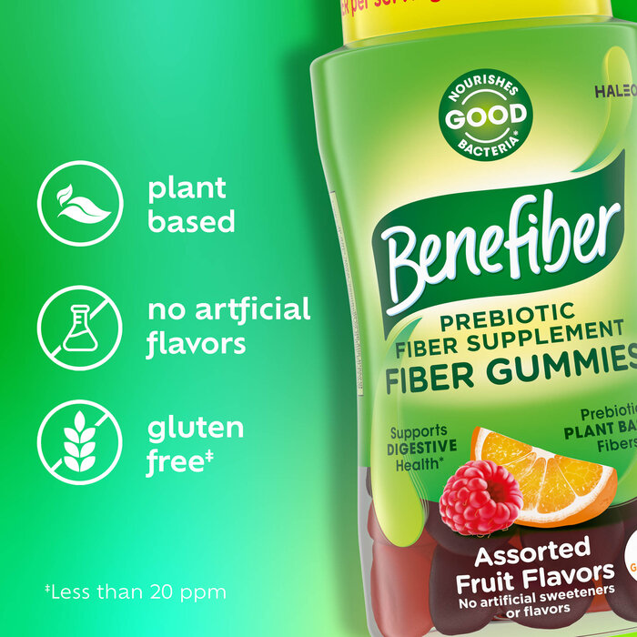 Benefiber Prebiotic Fiber Supplement Gummies for Digestive Health, Assorted Fruit, 81 ct., , large