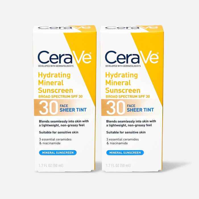 CeraVe Mineral Tinted Face Sunscreen SPF 30 1.7 oz. (2-Pack), , large