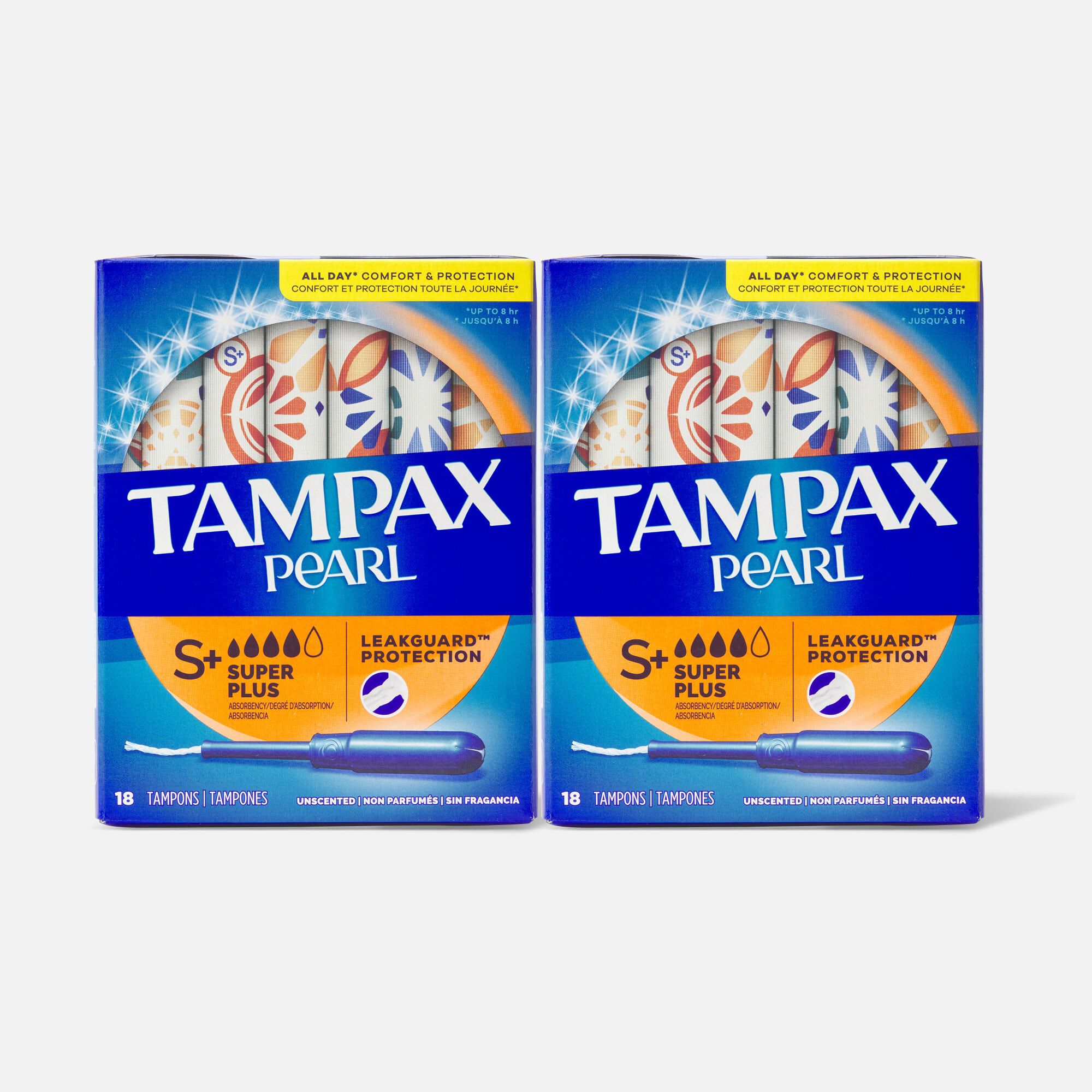 Tampax Pearl Tampons, Super + Absorbency, 18 ct. (2-Pack), , large